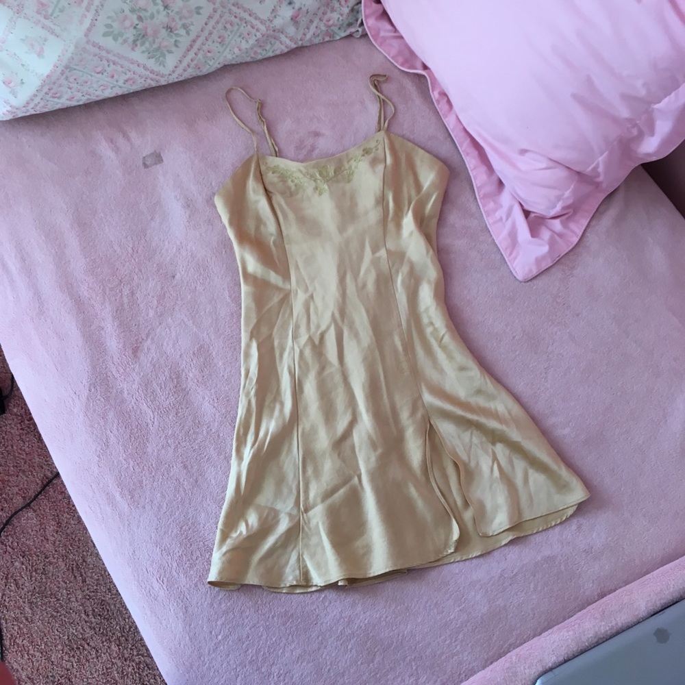 Gold silk Victoria’s Secret nightgown